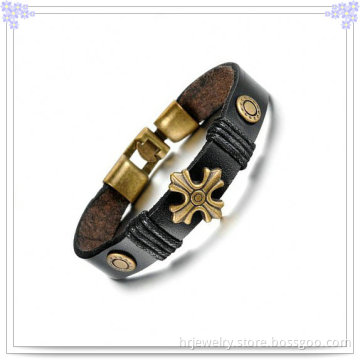 Fashion Jewelry Stainless Steel Bracelet Leather Bracelet (HR6079)